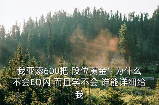 我亚索600把 段位黄金1 为什么不会EQ闪 而且学不会 谁能详细给我