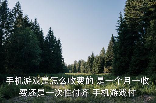 手游是怎么收费的，下载的手机游戏是怎么收费的