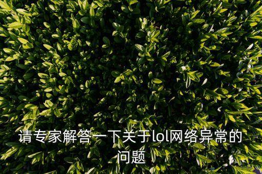 请专家解答一下关于lol网络异常的问题