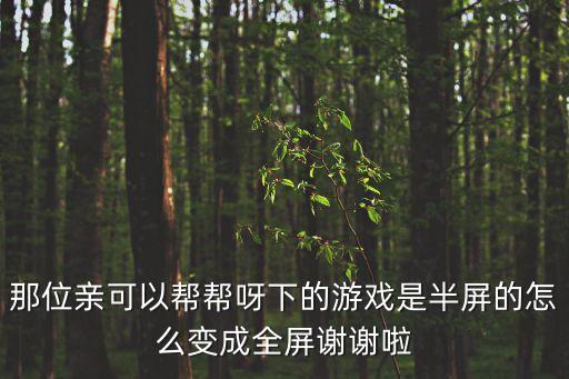 那位亲可以帮帮呀下的游戏是半屏的怎么变成全屏谢谢啦