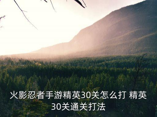 火影忍者手游精英30关怎么打 精英30关通关打法