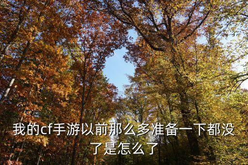 我的cf手游以前那么多准备一下都没了是怎么了