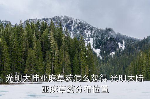光明大陆亚麻草药怎么获得 光明大陆亚麻草药分布位置