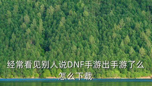 经常看见别人说DNF手游出手游了么怎么下载