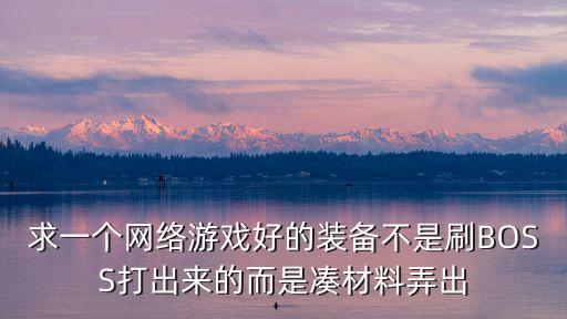 求一个网络游戏好的装备不是刷BOSS打出来的而是凑材料弄出