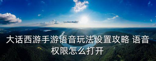 大话西游手游语音玩法设置攻略 语音权限怎么打开