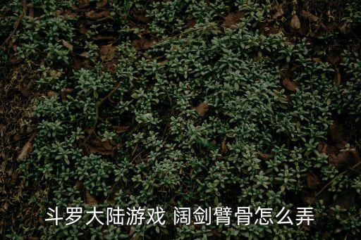 斗罗大陆游戏 阔剑臂骨怎么弄