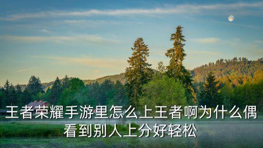 王者荣耀手游里怎么上王者啊为什么偶看到别人上分好轻松