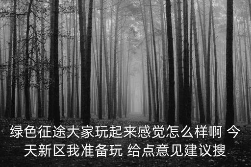 绿色征途大家玩起来感觉怎么样啊 今天新区我准备玩 给点意见建议搜