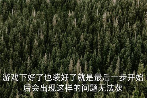 游戏下好了也装好了就是最后一步开始后会出现这样的问题无法获