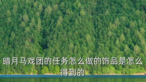 暗月马戏团的任务怎么做的饰品是怎么得到的