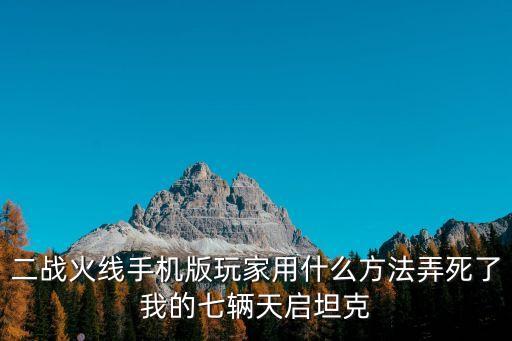 cf手游天启怎么击杀，二战火线手机版玩家用什么方法弄死了我的七辆天启坦克