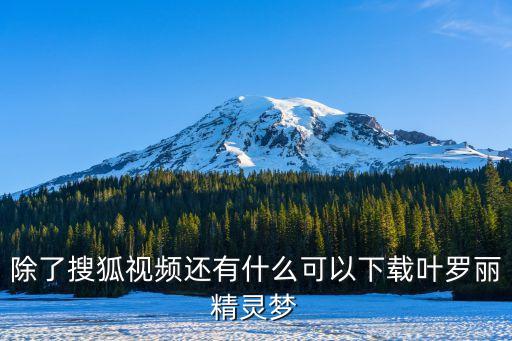 除了搜狐视频还有什么可以下载叶罗丽精灵梦