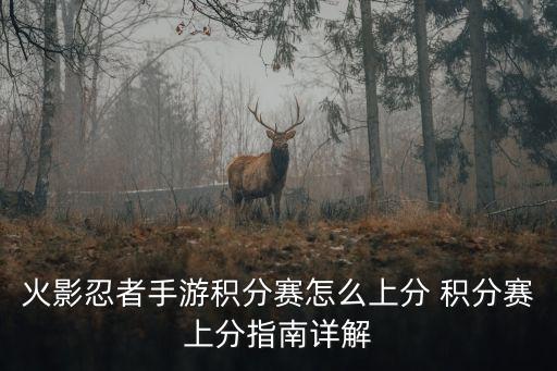 火影忍者手游积分赛怎么上分 积分赛上分指南详解