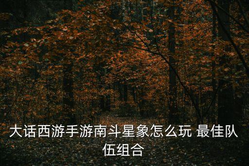 大话手游南斗怎么选，大话西游 怎么选新角色