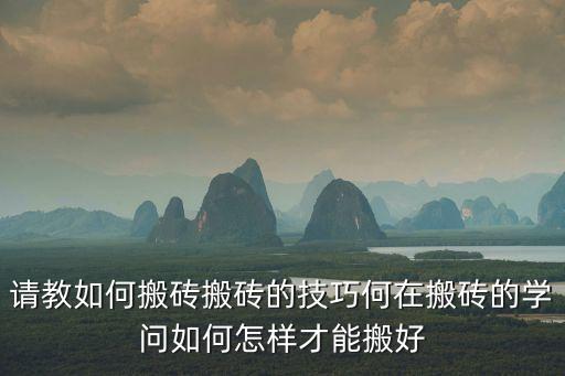 请教如何搬砖搬砖的技巧何在搬砖的学问如何怎样才能搬好