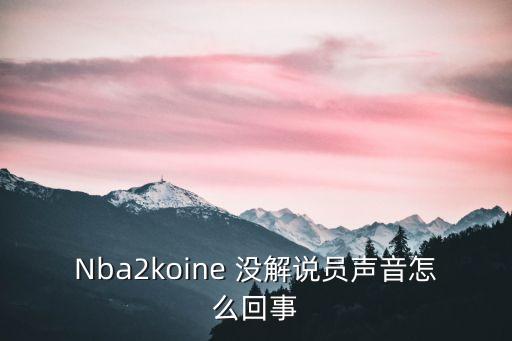 2k20手游解说异常怎么回事，进入nba2k没有解说声音和音乐是怎么回事