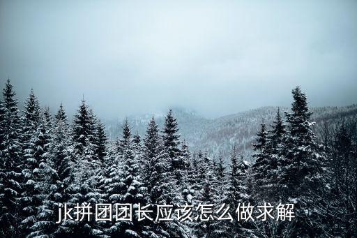 手游团长怎么做，jk拼团团长应该怎么做求解