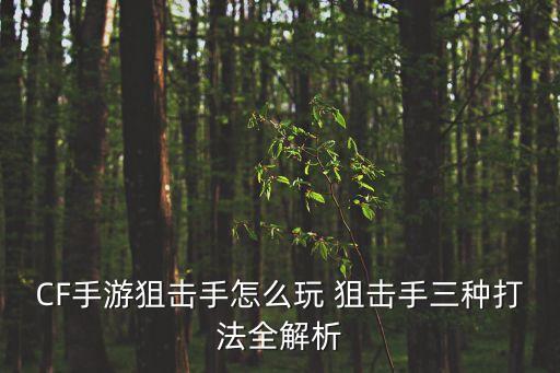 CF手游狙击手怎么玩 狙击手三种打法全解析