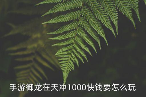 手游御龙在天冲1000快钱要怎么玩
