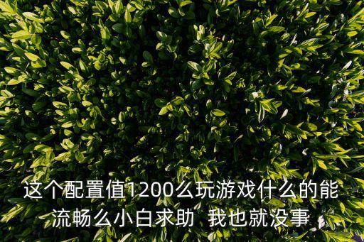 这个配置值1200么玩游戏什么的能流畅么小白求助  我也就没事