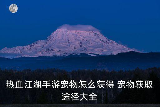 热血江湖手游宠物怎么获得 宠物获取途径大全
