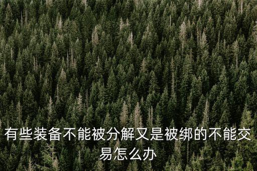 有些装备不能被分解又是被绑的不能交易怎么办