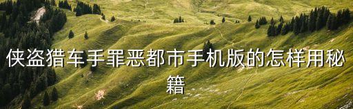 侠盗猎车手罪恶都市手机版的怎样用秘籍