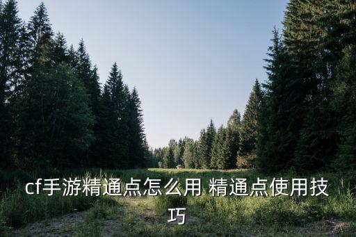 cf手游精通点怎么用 精通点使用技巧