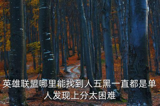 英雄联盟哪里能找到人五黑一直都是单人发现上分太困难