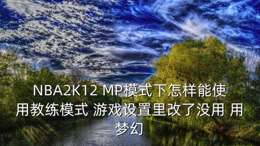 NBA2K12 MP模式下怎样能使用教练模式 游戏设置里改了没用 用梦幻