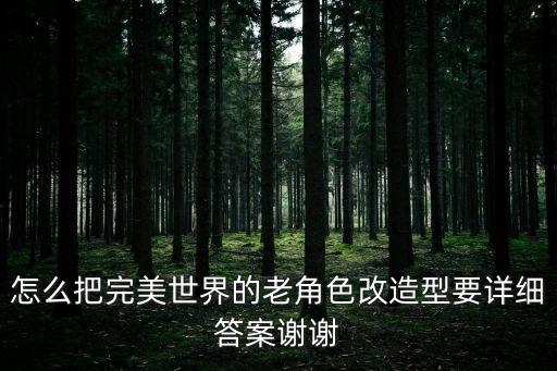 怎么把完美世界的老角色改造型要详细答案谢谢