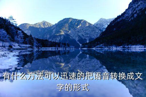 有什么方法可以迅速的把语音转换成文字的形式