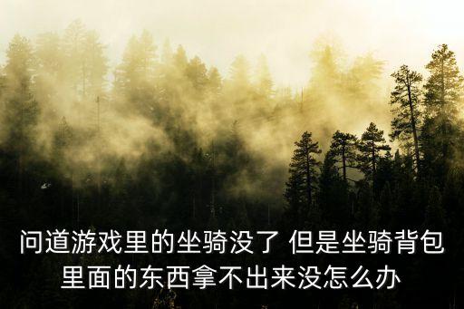 问道游戏里的坐骑没了 但是坐骑背包里面的东西拿不出来没怎么办