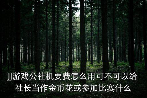 JJ游戏公社机要费怎么用可不可以给社长当作金币花或参加比赛什么