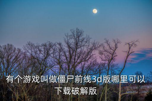 有个游戏叫做僵尸前线3d版哪里可以下载破解版