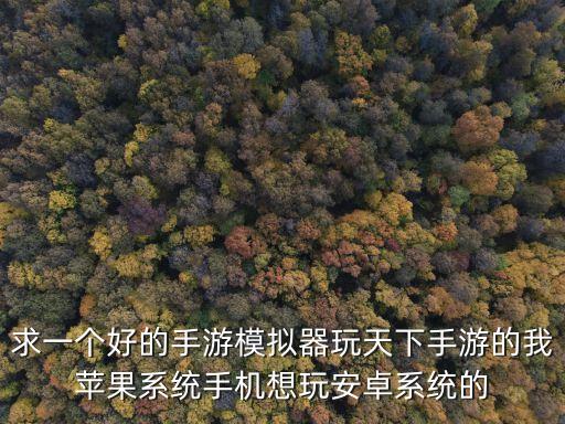 苹果端怎么登录手游模拟器，求一个好的手游模拟器玩天下手游的我苹果系统手机想玩安卓系统的