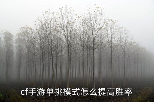 cf手游单挑模式怎么提高胜率