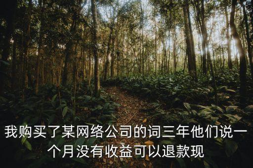 我购买了某网络公司的词三年他们说一个月没有收益可以退款现