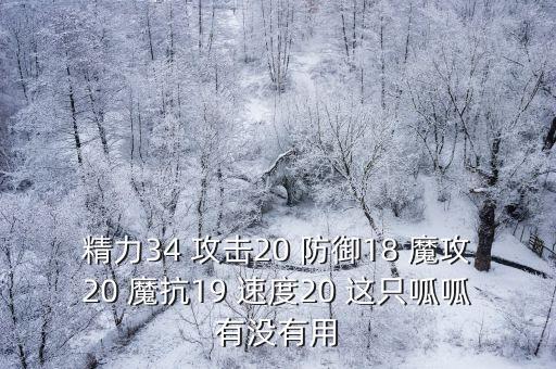 精力34 攻击20 防御18 魔攻20 魔抗19 速度20 这只呱呱有没有用