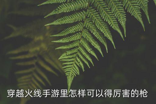穿越火线手游里怎样可以得厉害的枪