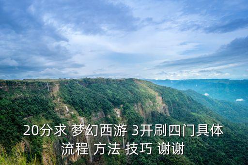 20分求 梦幻西游 3开刷四门具体流程 方法 技巧 谢谢