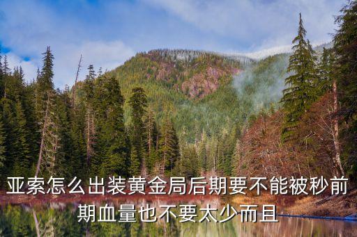 亚索怎么出装黄金局后期要不能被秒前期血量也不要太少而且
