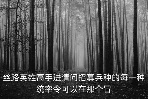 丝路英雄高手进请问招募兵种的每一种统率令可以在那个冒