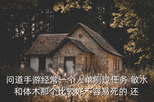 问道手游经常一个人单刷过任务 敏水和体木那个比较好不容易死的 还