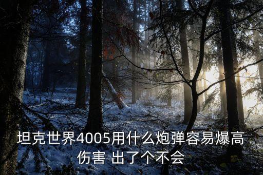 手游4005怎么打出高伤，坦克世界4005怎么玩好