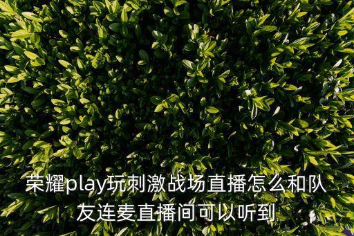 荣耀play玩刺激战场直播怎么和队友连麦直播间可以听到