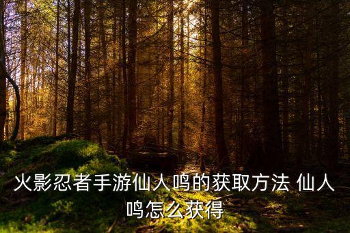 火影忍者手游仙人鸣的获取方法 仙人鸣怎么获得