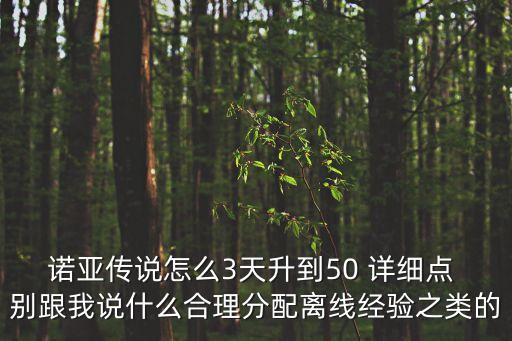 诺亚传说怎么3天升到50 详细点 别跟我说什么合理分配离线经验之类的