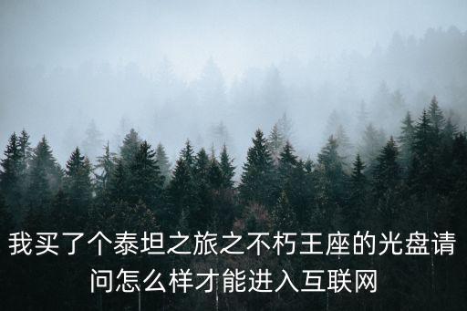 我买了个泰坦之旅之不朽王座的光盘请问怎么样才能进入互联网